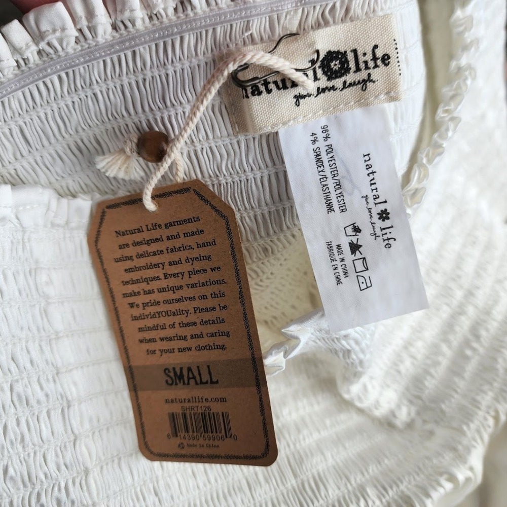 NATURAL LIFE Smocked High Waist Ruffle Shorts Flowy Boho White S Soft Girl NWT - Picture 3 of 6
